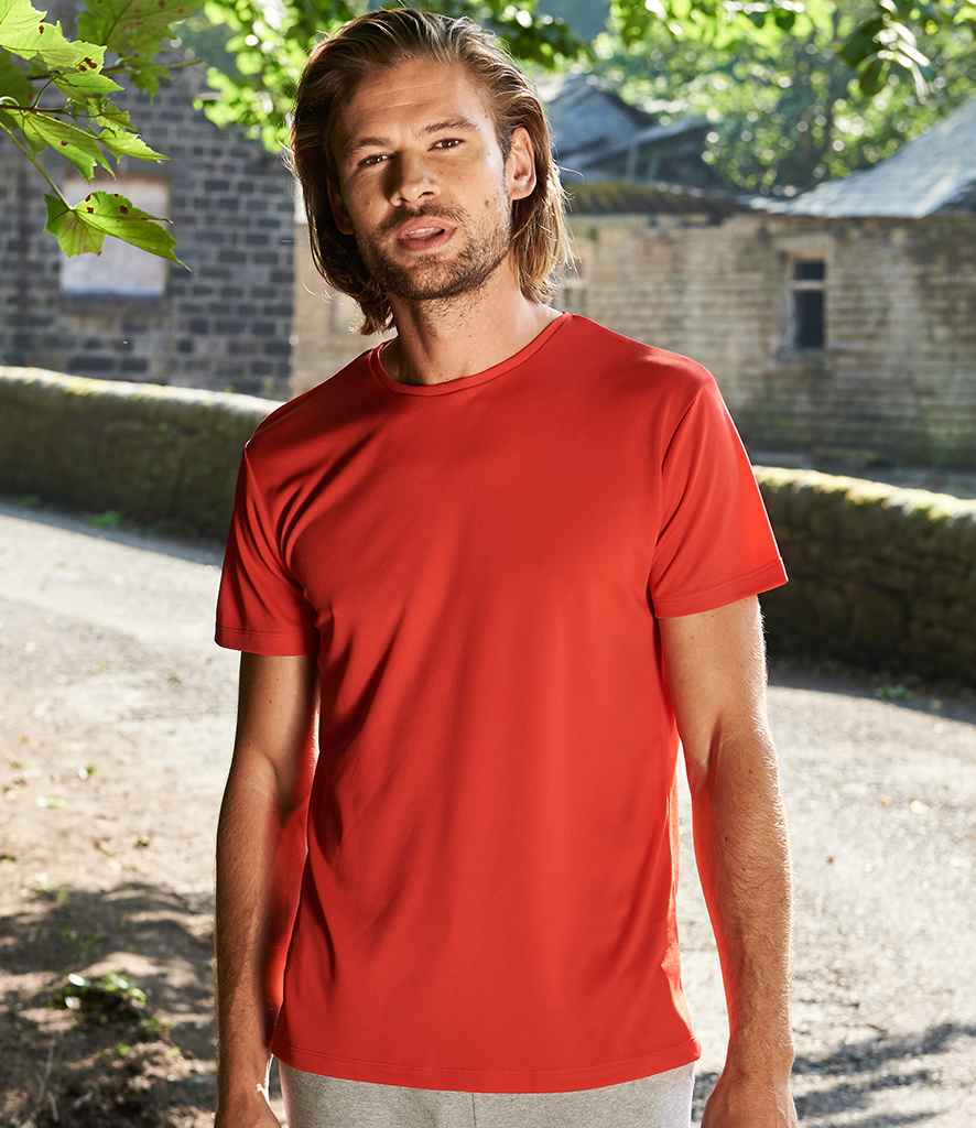 Ecologie Ambaro Recycled Sports T-Shirt in Fire Red by Ecologie — Custom branded clothing by Print Press, featuring premium embroidery produced in our specialist print lab in the UK.
