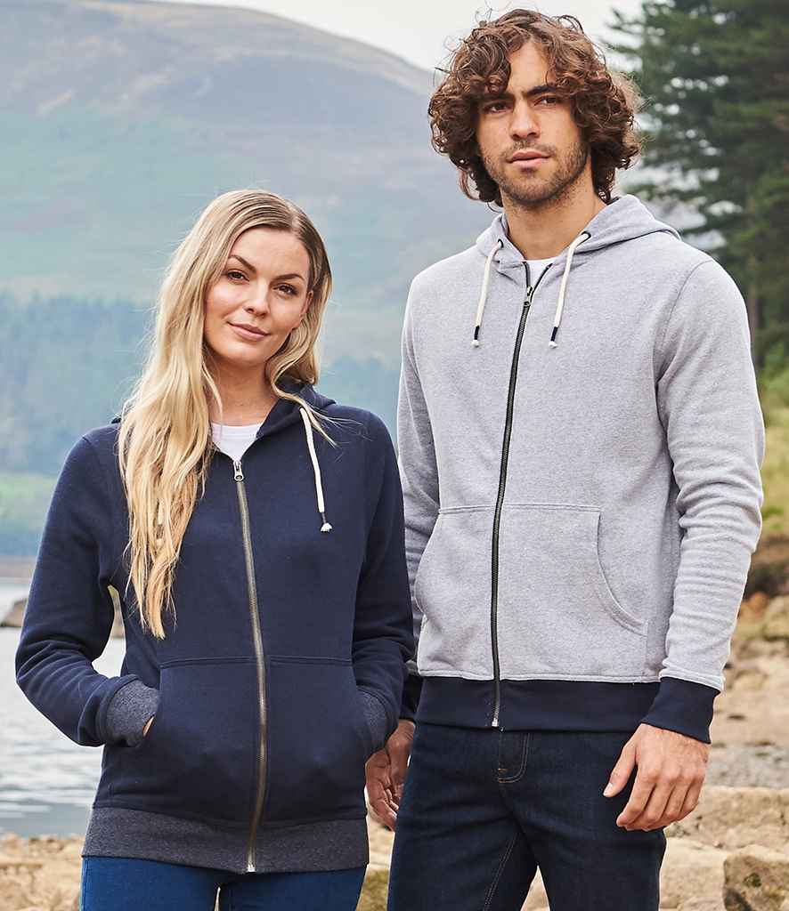 Ecologie Unisex Okavango Sustainable Zoodie in Heather Grey Navy by Ecologie — Custom branded clothing by Print Press, featuring premium embroidery produced in our specialist print lab in the UK.