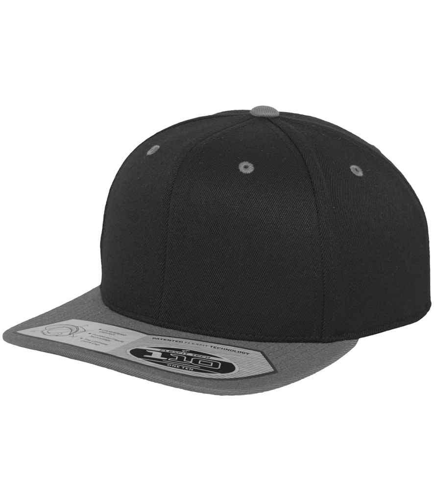 Flexfit Fitted Snapback Cap in ONE Black Grey by Flexfit — Custom branded clothing by Print Press, featuring premium embroidery produced in our specialist print lab in the UK.