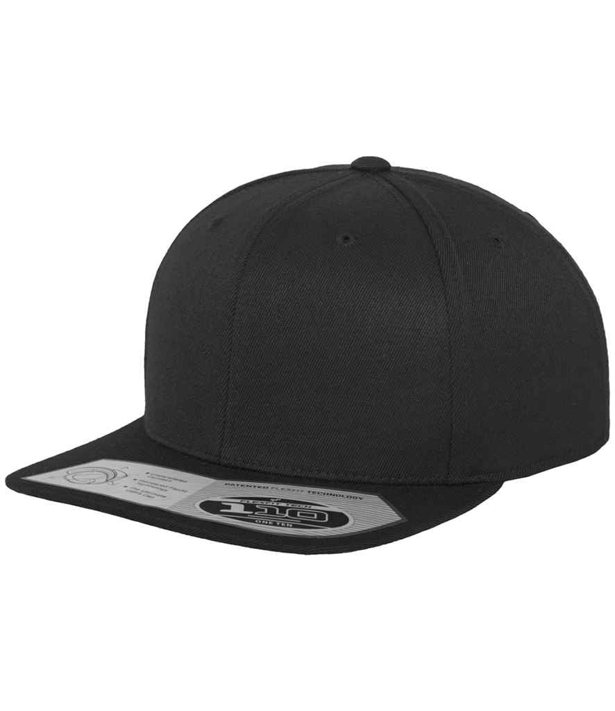 Flexfit Fitted Snapback Cap in ONE Black by Flexfit — Custom branded clothing by Print Press, featuring premium embroidery produced in our specialist print lab in the UK.