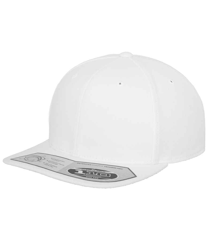 Flexfit Fitted Snapback Cap in ONE White by Flexfit — Custom branded clothing by Print Press, featuring premium embroidery produced in our specialist print lab in the UK.