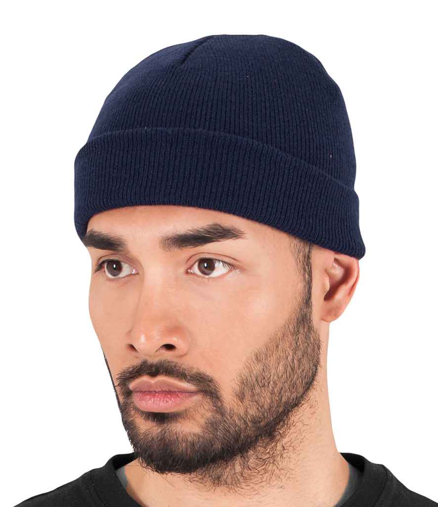 Flexfit Heavyweight Beanie in ONE Navy by Flexfit — Custom branded clothing by Print Press, featuring premium embroidery produced in our specialist print lab in the UK.