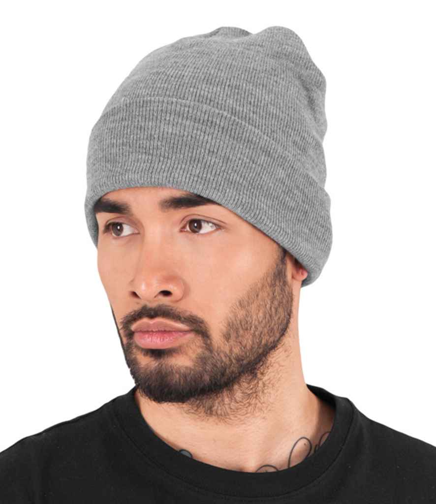 Flexfit Heavyweight Long Beanie in ONE Heather Grey by Flexfit — Custom branded clothing by Print Press, featuring premium embroidery produced in our specialist print lab in the UK.