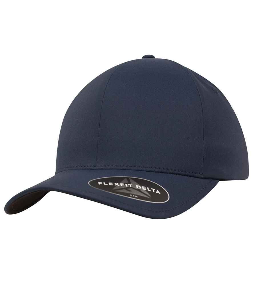Flexfit Delta® Cap in Navy by Flexfit — Custom branded clothing by Print Press, featuring premium embroidery produced in our specialist print lab in the UK.