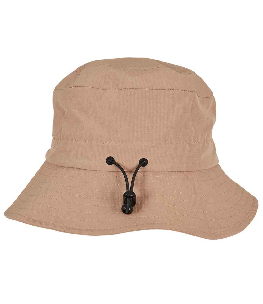 Flexfit Elastic Adjuster Bucket Hat in ONE Beige by Flexfit — Custom branded clothing by Print Press, featuring premium embroidery produced in our specialist print lab in the UK.
