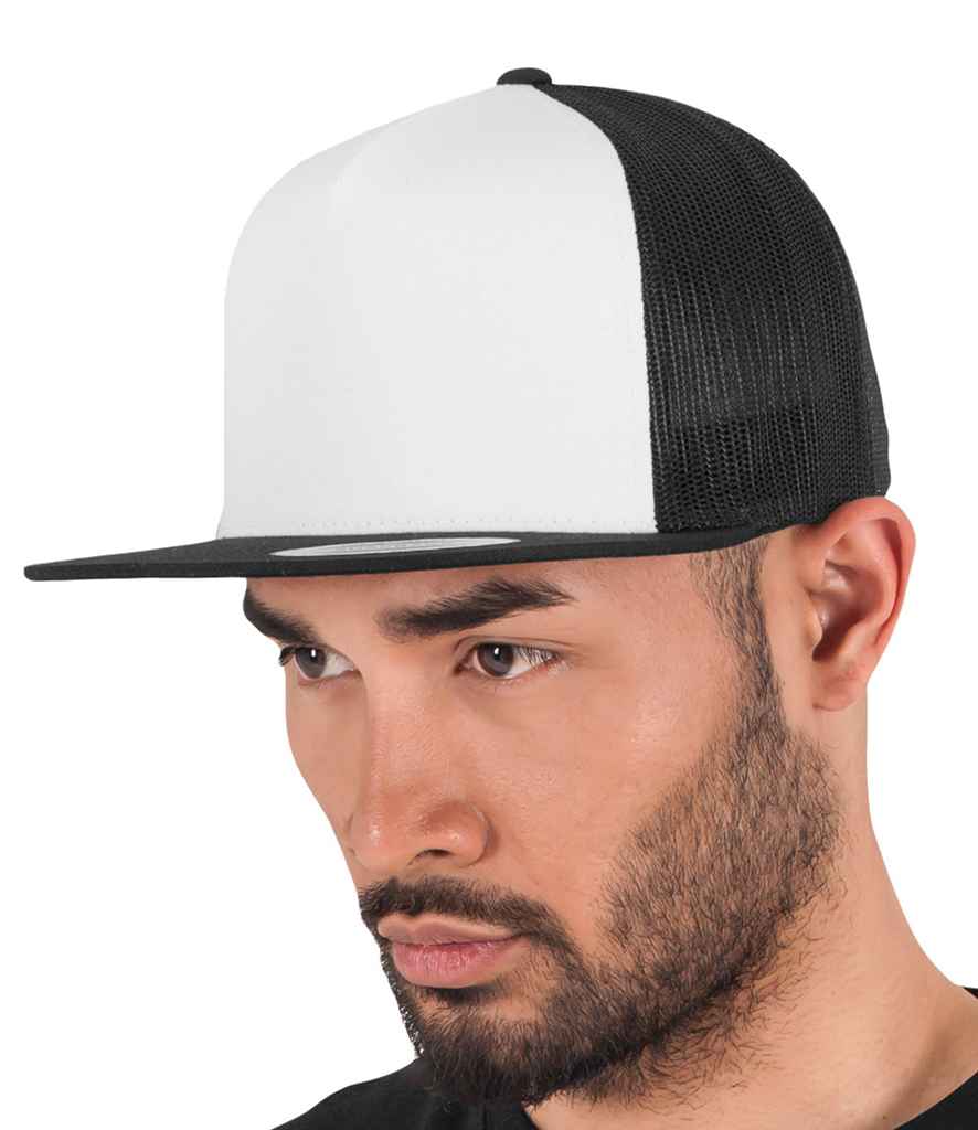 Flexfit Contrast Trucker Cap in ONE Black White by Flexfit — Custom branded clothing by Print Press, featuring premium embroidery produced in our specialist print lab in the UK.