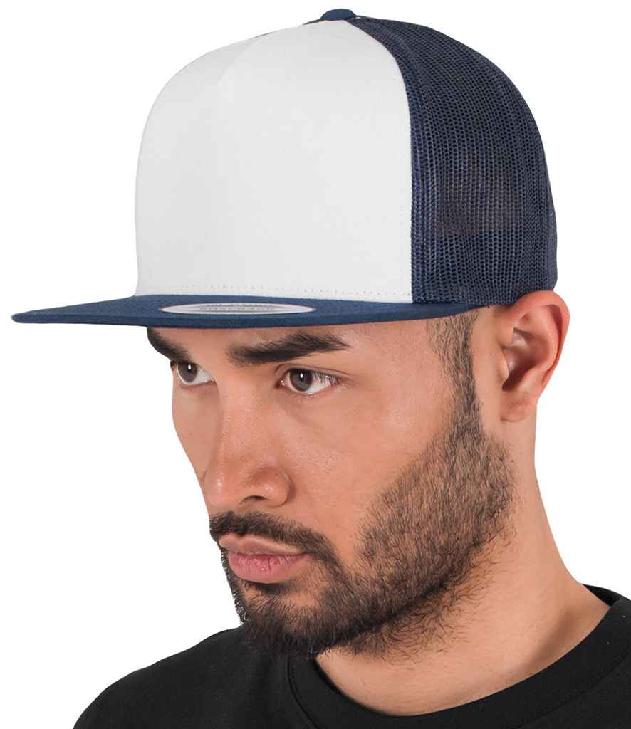 Flexfit Contrast Trucker Cap in ONE Navy White by Flexfit — Custom branded clothing by Print Press, featuring premium embroidery produced in our specialist print lab in the UK.