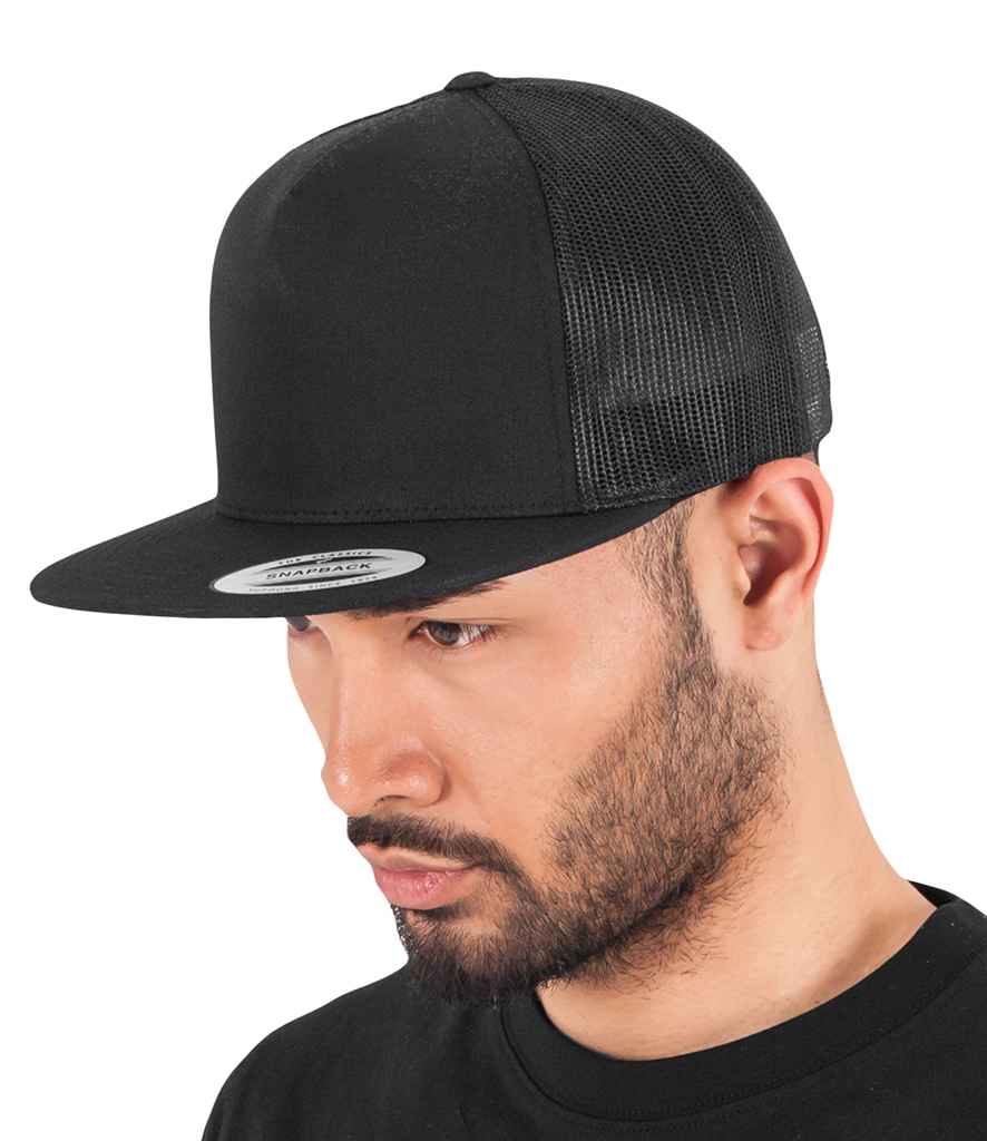 Flexfit Classic Trucker Cap in ONE Black by Flexfit — Custom branded clothing by Print Press, featuring premium embroidery produced in our specialist print lab in the UK.
