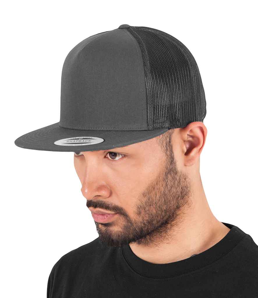 Flexfit Classic Trucker Cap in ONE Charcoal by Flexfit — Custom branded clothing by Print Press, featuring premium embroidery produced in our specialist print lab in the UK.