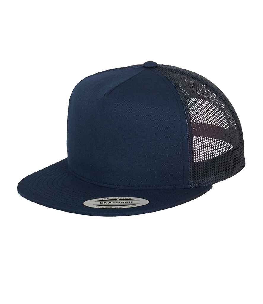 Flexfit Classic Trucker Cap in ONE Navy by Flexfit — Custom branded clothing by Print Press, featuring premium embroidery produced in our specialist print lab in the UK.