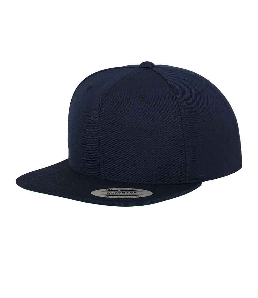 Flexfit Classic Snapback Cap in ONE Dark Navy Dark Navy by Flexfit — Custom branded clothing by Print Press, featuring premium embroidery produced in our specialist print lab in the UK.