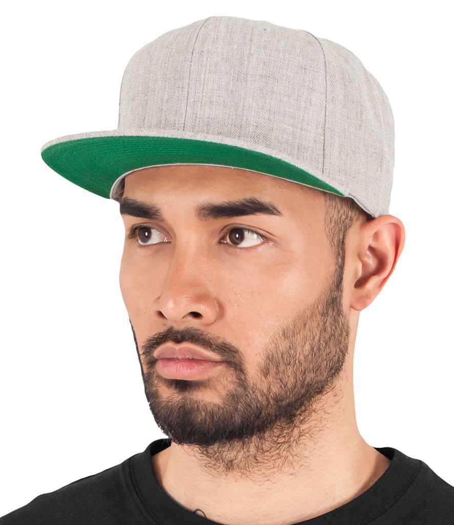 Flexfit Classic Snapback Cap in ONE Heather Grey by Flexfit — Custom branded clothing by Print Press, featuring premium embroidery produced in our specialist print lab in the UK.