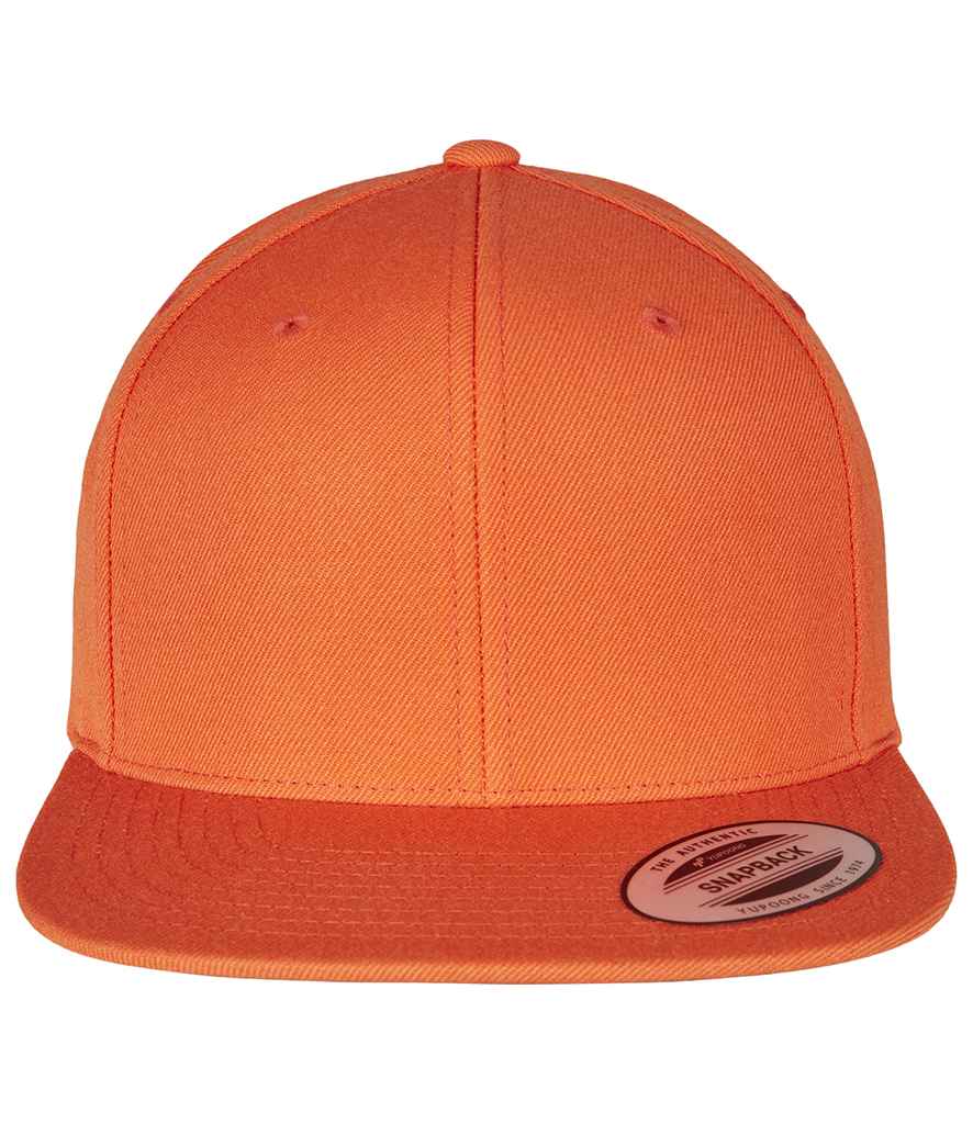Flexfit Classic Snapback Cap in ONE Orange by Flexfit — Custom branded clothing by Print Press, featuring premium embroidery produced in our specialist print lab in the UK.