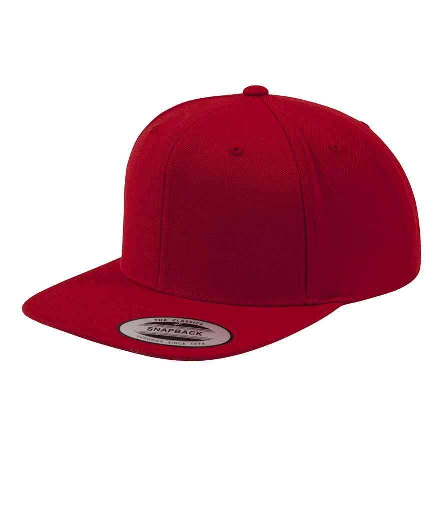 Flexfit Classic Snapback Cap in ONE Red Red by Flexfit — Custom branded clothing by Print Press, featuring premium embroidery produced in our specialist print lab in the UK.