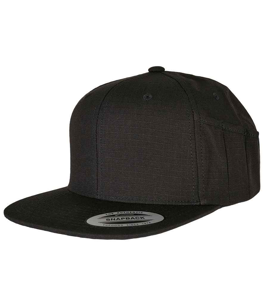 Flexfit Pencil Holder Snapback Cap in ONE Black by Flexfit — Custom branded clothing by Print Press, featuring premium embroidery produced in our specialist print lab in the UK.