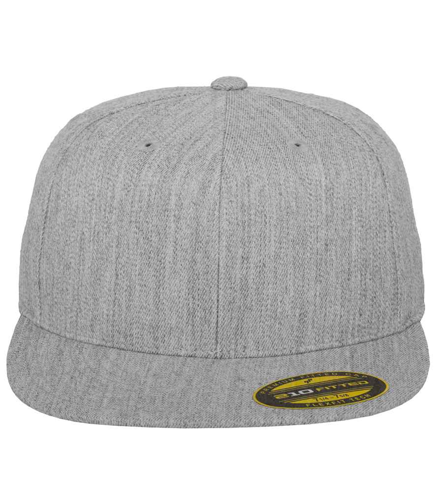 Flexfit Premium 210 Fitted Cap in Heather Grey by Flexfit — Custom branded clothing by Print Press, featuring premium embroidery produced in our specialist print lab in the UK.