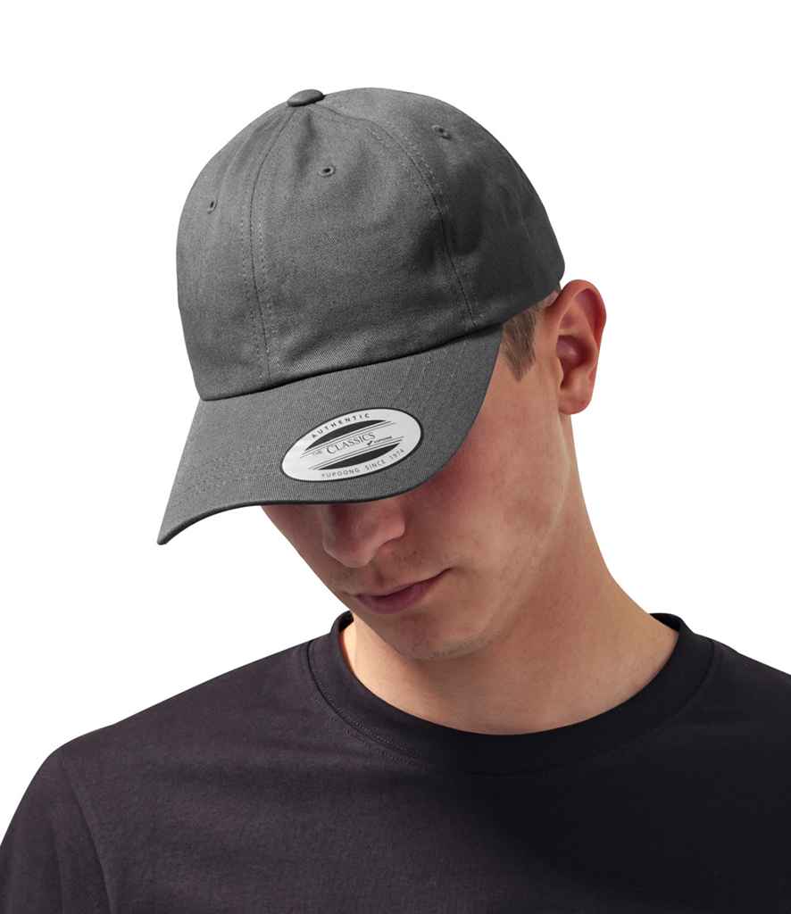 Flexfit Low Profile Cotton Twill Cap in ONE Dark Grey by Flexfit — Custom branded clothing by Print Press, featuring premium embroidery produced in our specialist print lab in the UK.