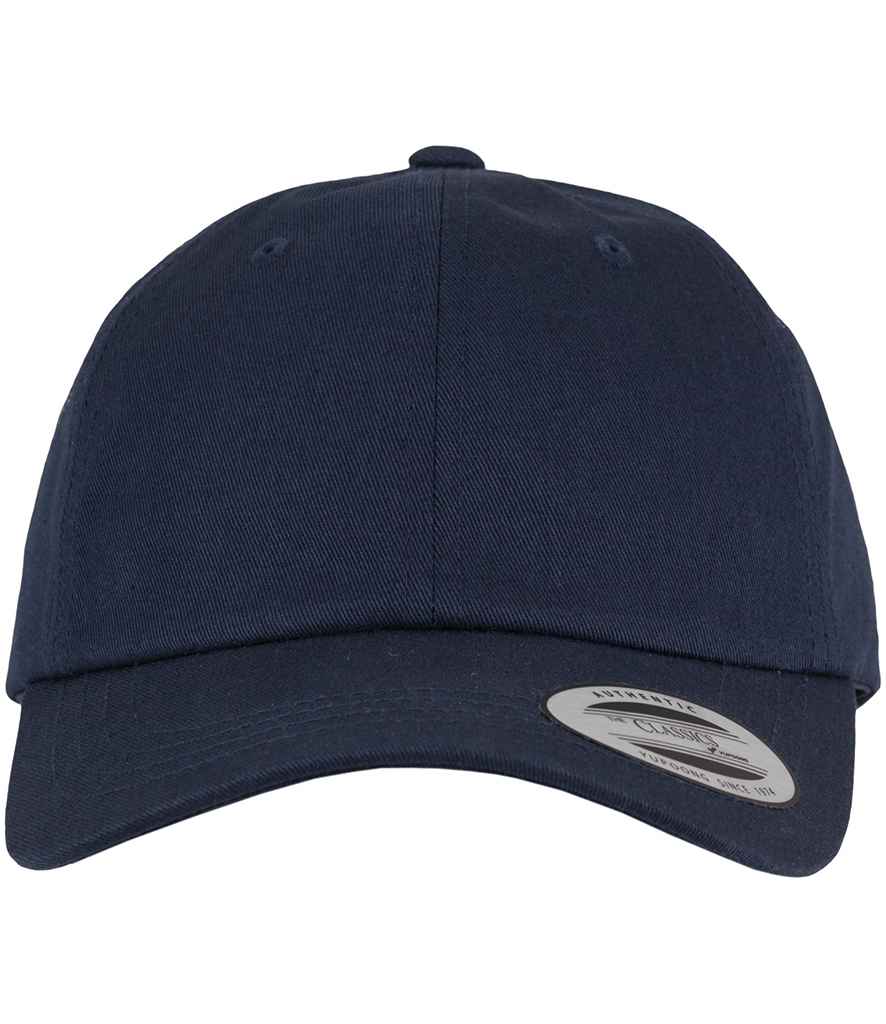 Flexfit Low Profile Cotton Twill Cap in ONE Navy by Flexfit — Custom branded clothing by Print Press, featuring premium embroidery produced in our specialist print lab in the UK.