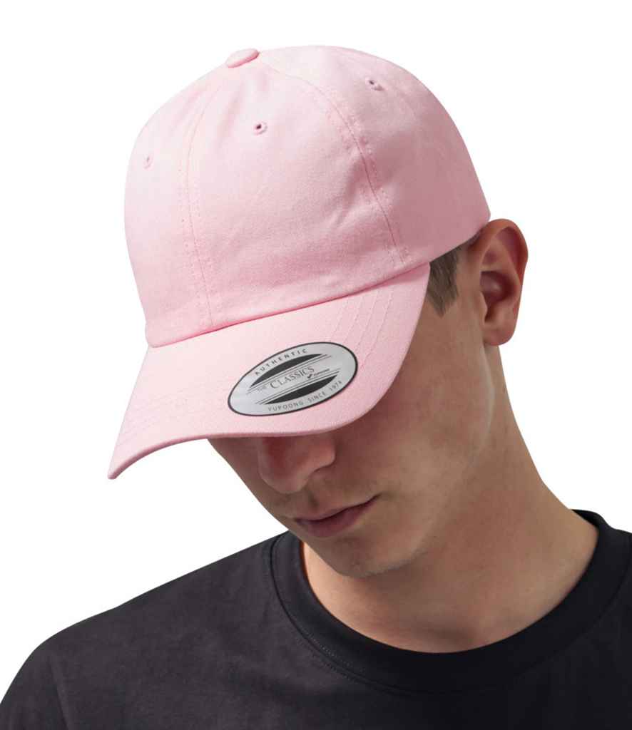 Flexfit Low Profile Cotton Twill Cap in ONE Pink by Flexfit — Custom branded clothing by Print Press, featuring premium embroidery produced in our specialist print lab in the UK.