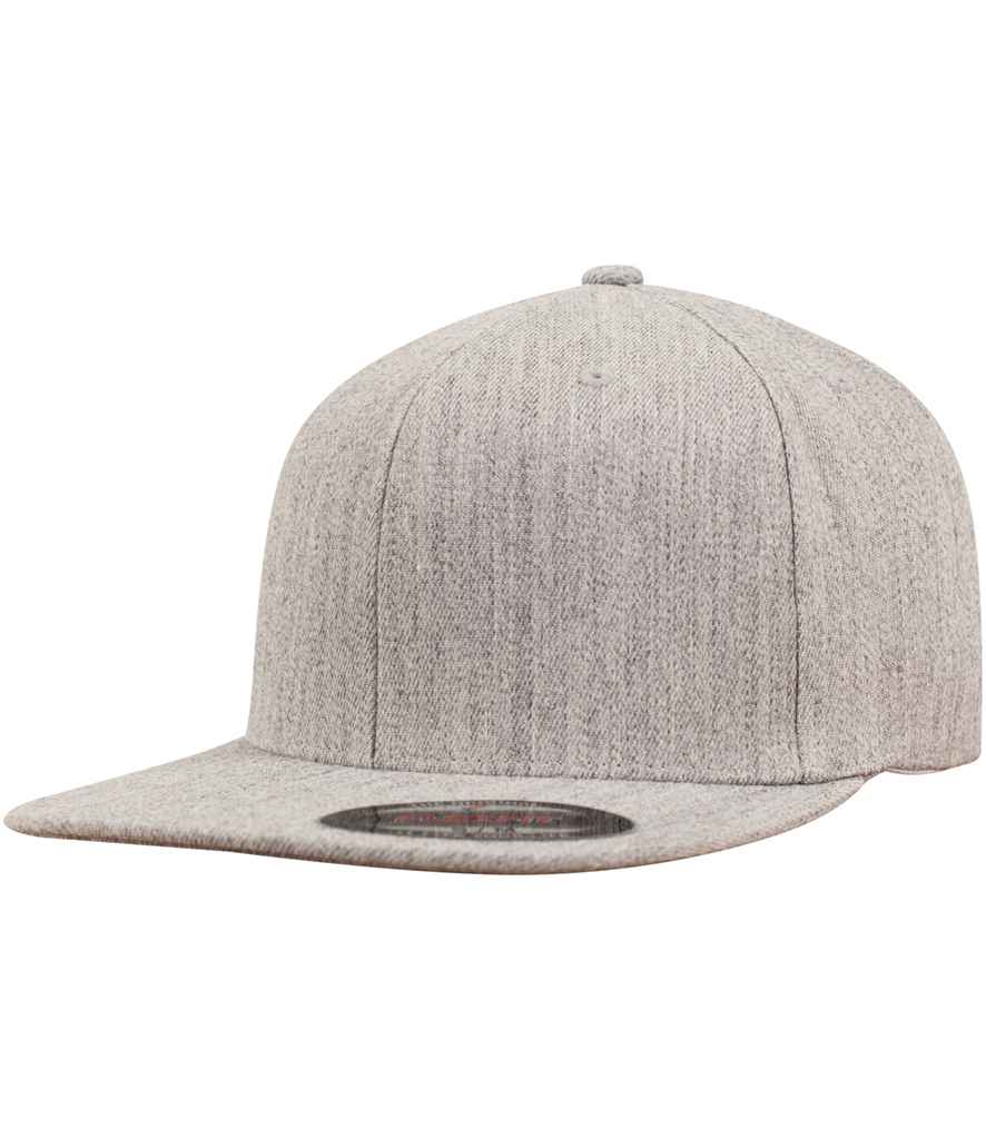 Flexfit Flat Visor Cap in Heather Grey by Flexfit — Custom branded clothing by Print Press, featuring premium embroidery produced in our specialist print lab in the UK.