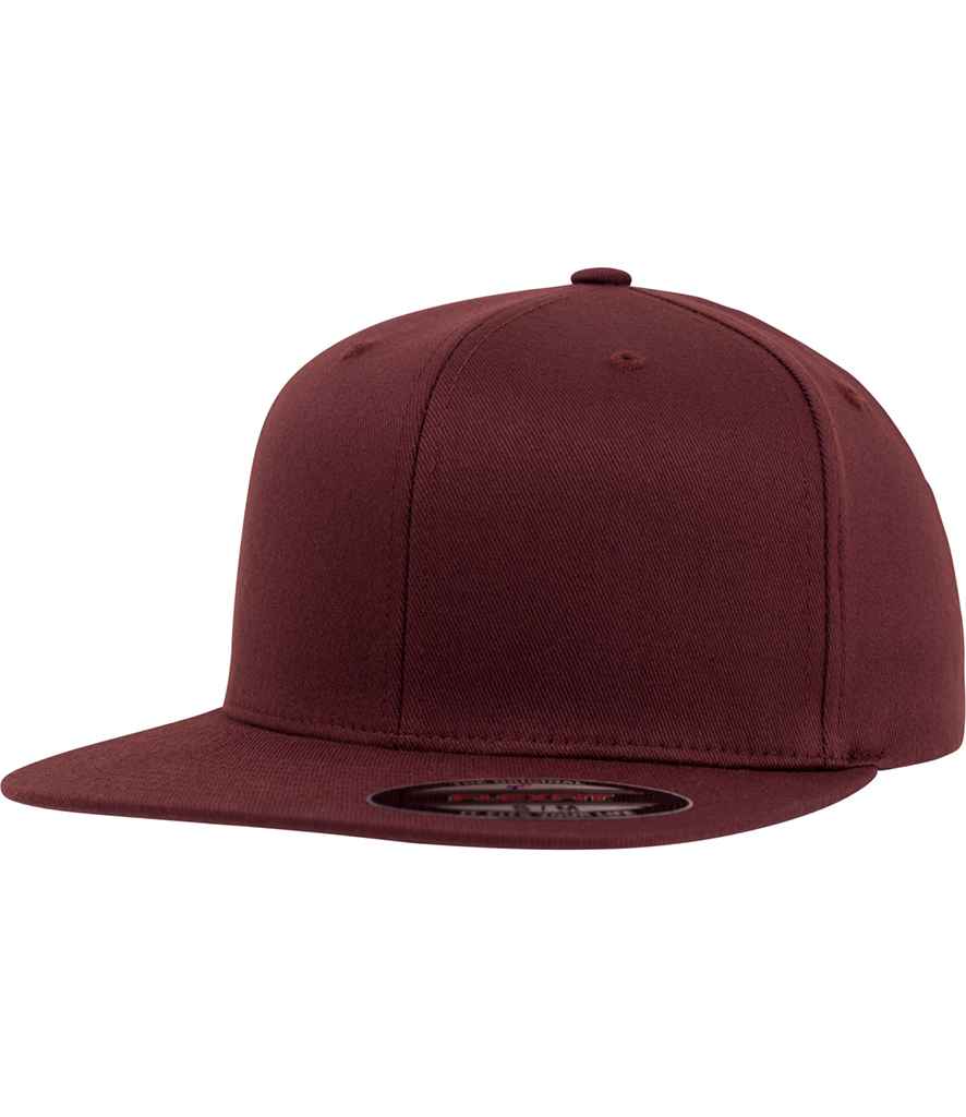 Flexfit Flat Visor Cap in Maroon by Flexfit — Custom branded clothing by Print Press, featuring premium embroidery produced in our specialist print lab in the UK.