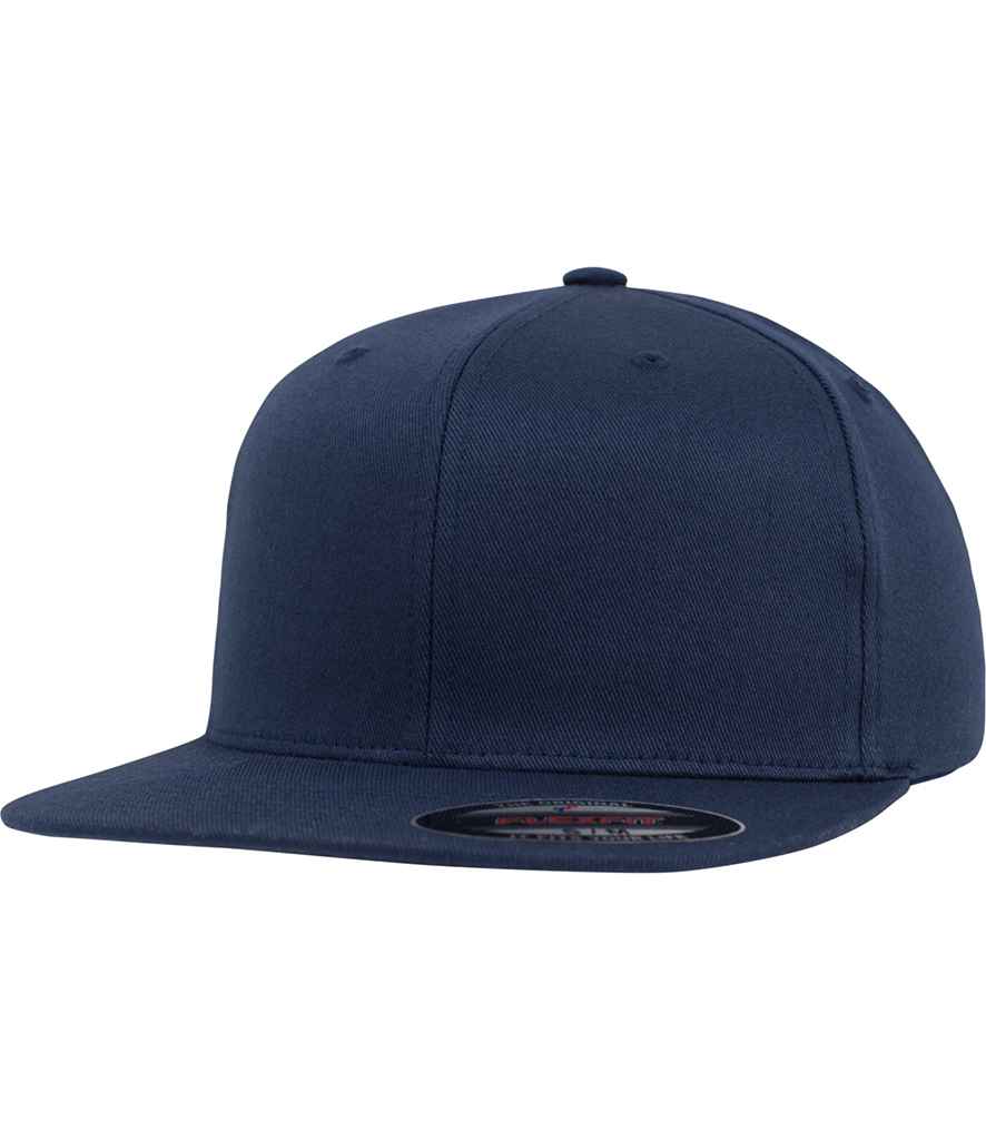 Flexfit Flat Visor Cap in Navy by Flexfit — Custom branded clothing by Print Press, featuring premium embroidery produced in our specialist print lab in the UK.