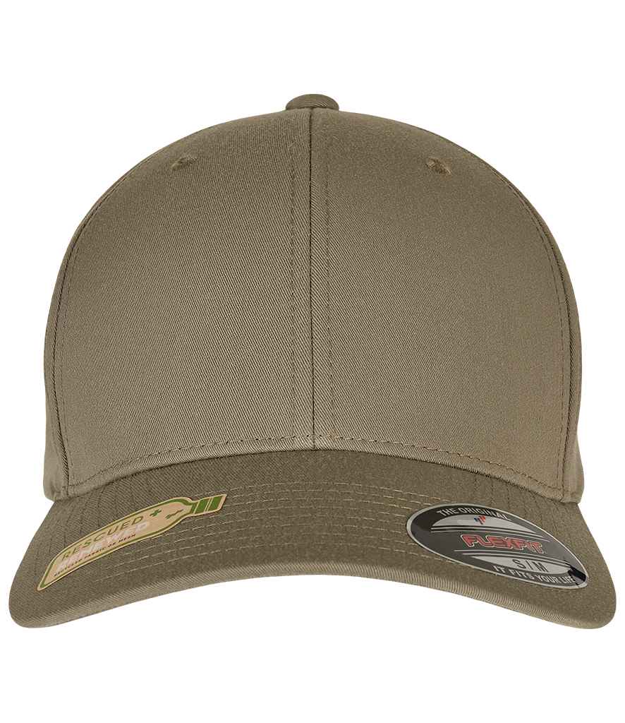 Flexfit Recycled Polyester Cap in Khaki by Flexfit — Custom branded clothing by Print Press, featuring premium embroidery produced in our specialist print lab in the UK.