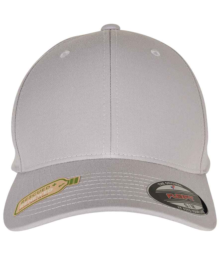 Flexfit Recycled Polyester Cap in Silver by Flexfit — Custom branded clothing by Print Press, featuring premium embroidery produced in our specialist print lab in the UK.