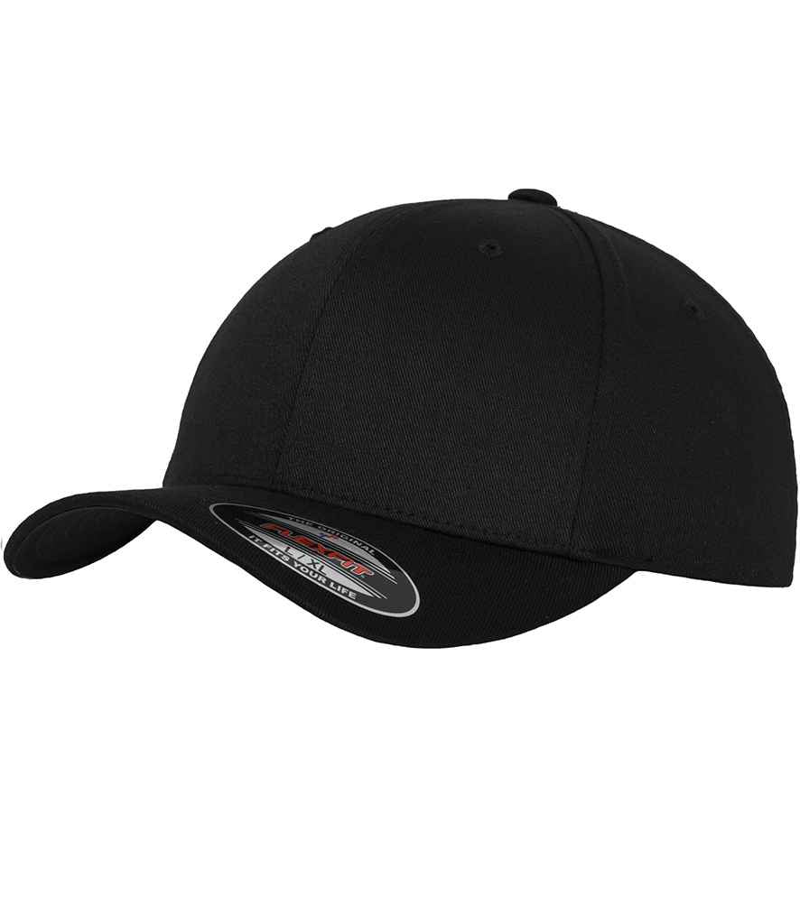 Flexfit Wooly Combed Cap in Black Black by Flexfit — Custom branded clothing by Print Press, featuring premium embroidery produced in our specialist print lab in the UK.