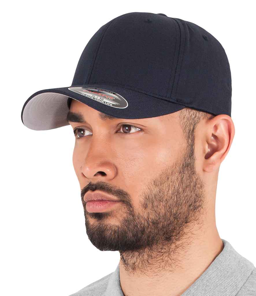 Flexfit Wooly Combed Cap in Dark Navy by Flexfit — Custom branded clothing by Print Press, featuring premium embroidery produced in our specialist print lab in the UK.