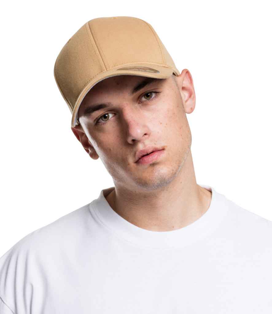 Flexfit Wooly Combed Cap in Khaki by Flexfit — Custom branded clothing by Print Press, featuring premium embroidery produced in our specialist print lab in the UK.