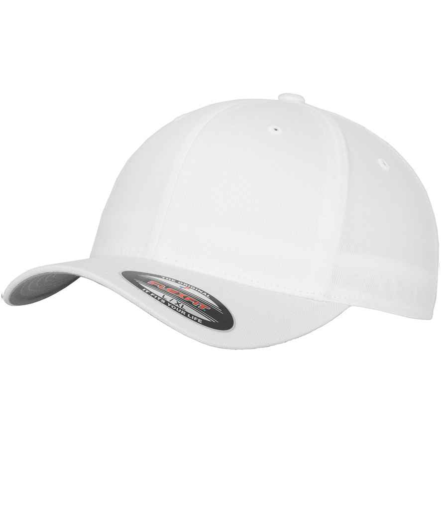 Flexfit Wooly Combed Cap in White by Flexfit — Custom branded clothing by Print Press, featuring premium embroidery produced in our specialist print lab in the UK.