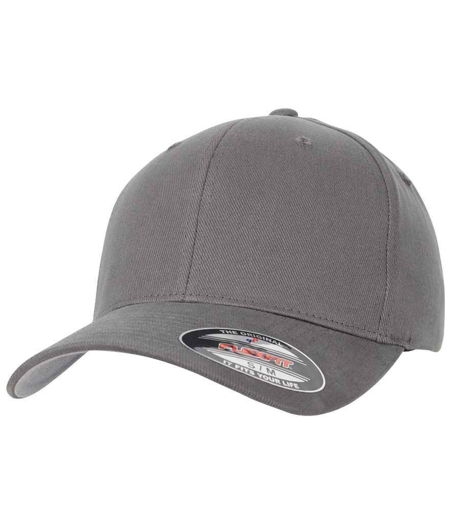 Flexfit Brushed Twill Cap in Grey by Flexfit — Custom branded clothing by Print Press, featuring premium embroidery produced in our specialist print lab in the UK.