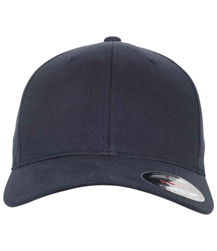 Flexfit Brushed Twill Cap in Navy by Flexfit — Custom branded clothing by Print Press, featuring premium embroidery produced in our specialist print lab in the UK.