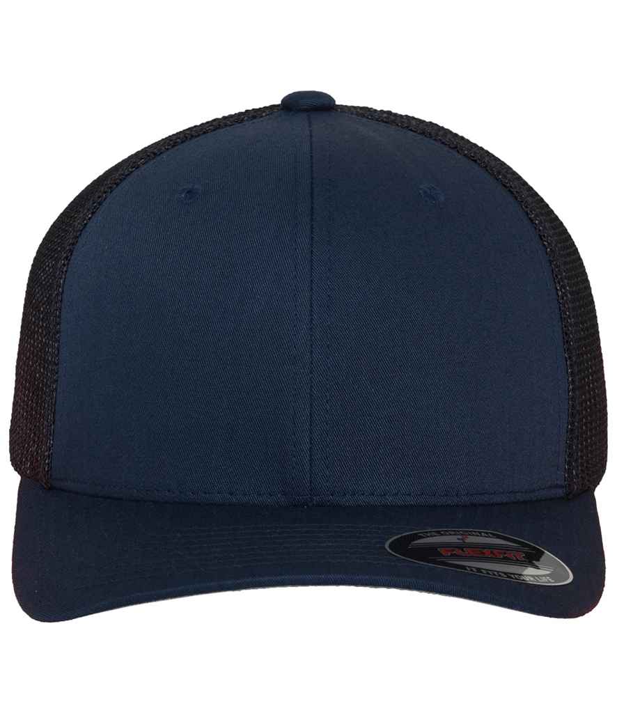 Flexfit Mesh Trucker Cap in Dark Grey by Flexfit — Custom branded clothing by Print Press, featuring premium embroidery produced in our specialist print lab in the UK.