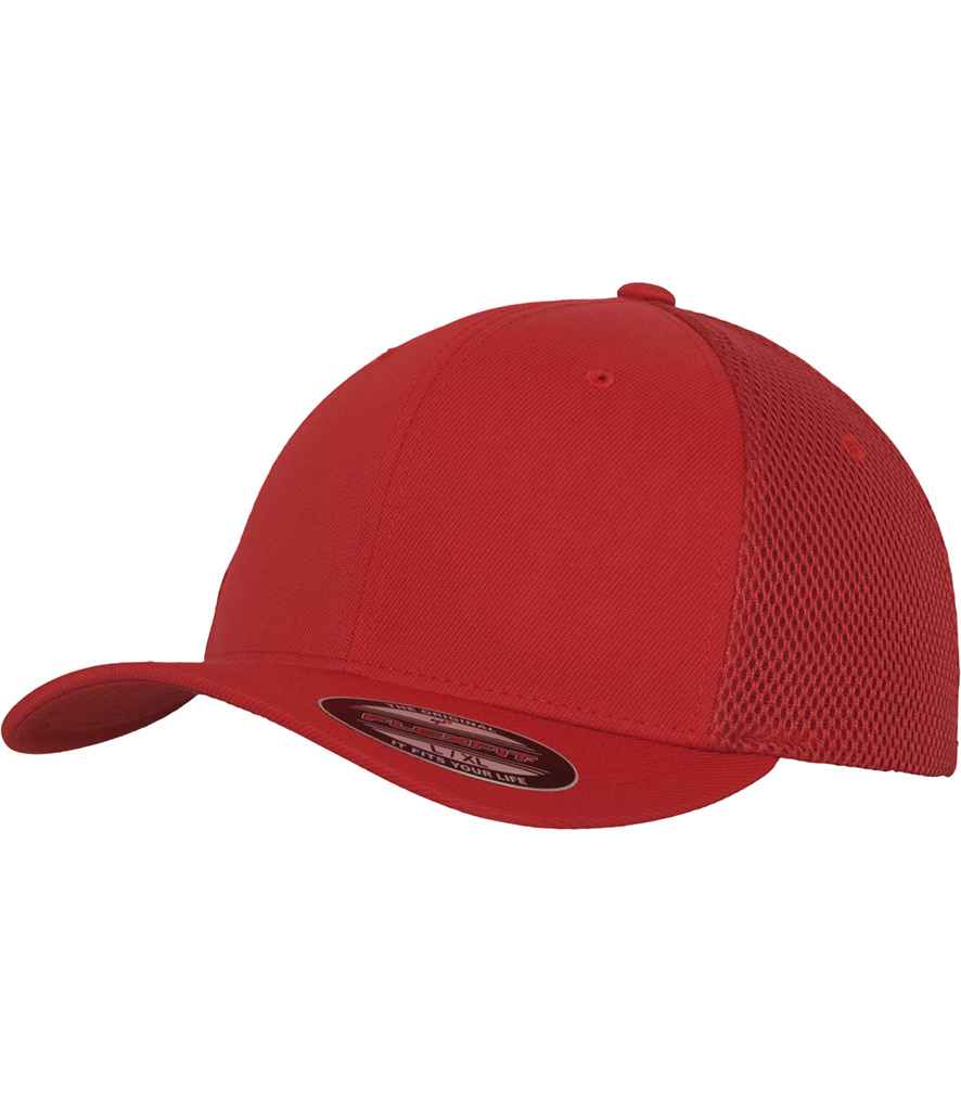 Flexfit Tactel Mesh Cap in Red by Flexfit — Custom branded clothing by Print Press, featuring premium embroidery produced in our specialist print lab in the UK.