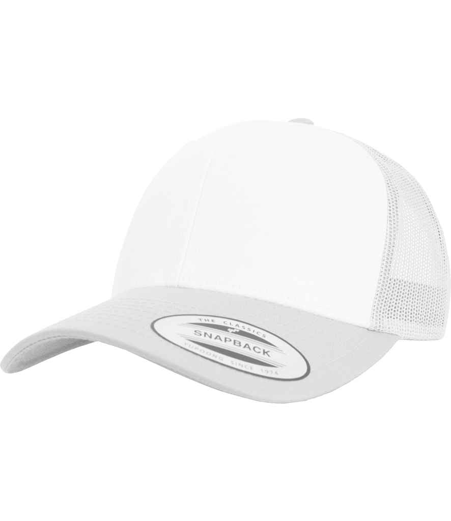 Flexfit Retro Coloured Front Trucker Cap in ONE Silver White by Flexfit — Custom branded clothing by Print Press, featuring premium embroidery produced in our specialist print lab in the UK.