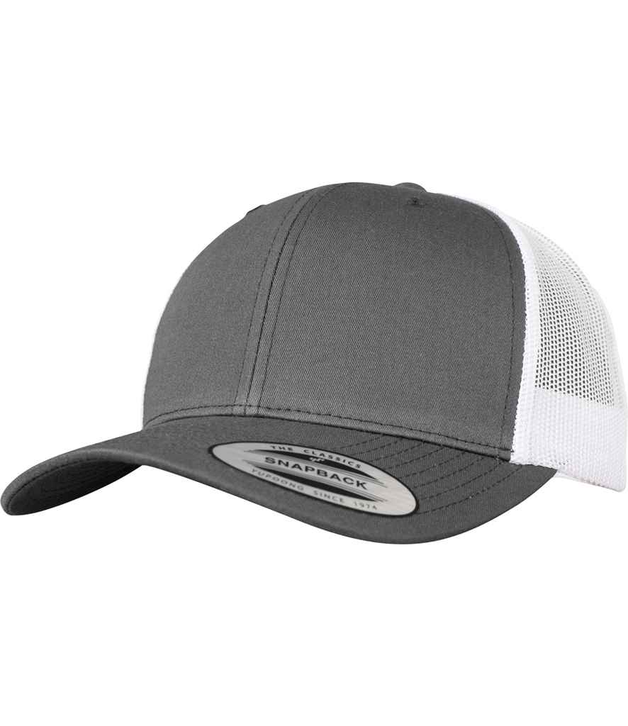 Flexfit Retro Trucker Two Tone Cap in ONE Dark Grey White by Flexfit — Custom branded clothing by Print Press, featuring premium embroidery produced in our specialist print lab in the UK.