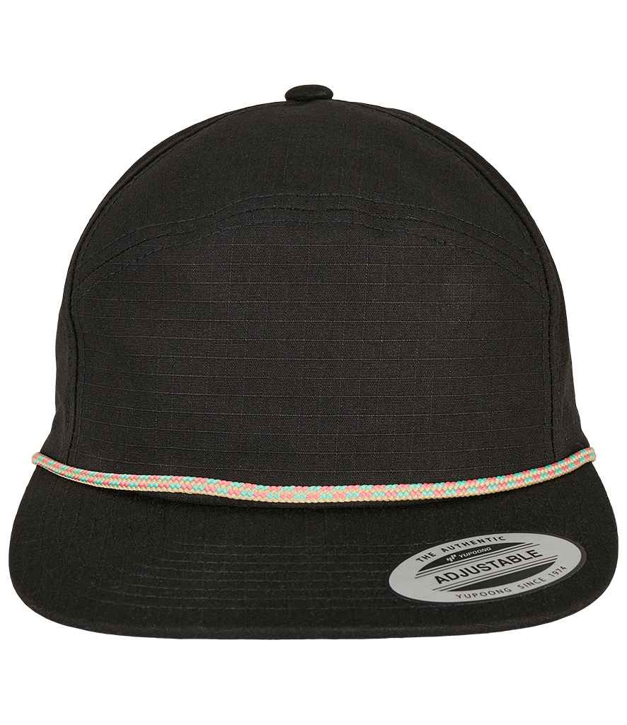 Flexfit Colour Braid Jockey Cap in ONE Black by Flexfit — Custom branded clothing by Print Press, featuring premium embroidery produced in our specialist print lab in the UK.