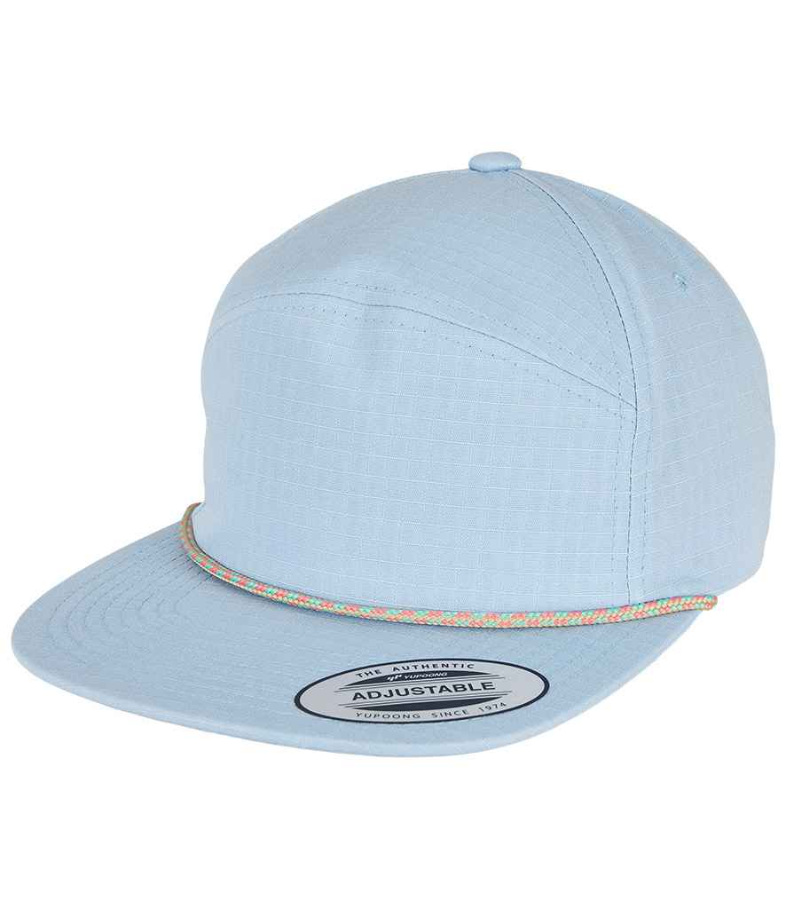 Flexfit Colour Braid Jockey Cap in ONE Light Blue by Flexfit — Custom branded clothing by Print Press, featuring premium embroidery produced in our specialist print lab in the UK.