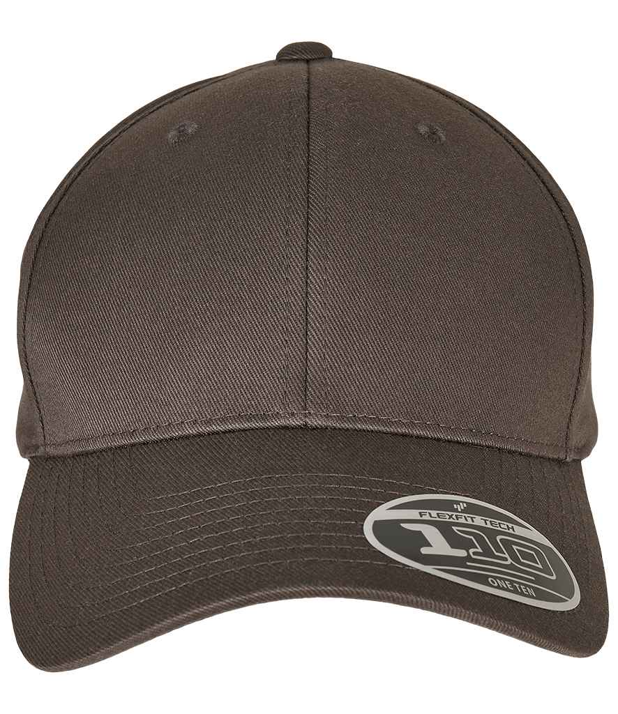 Flexfit 110 Curved Visor Snapback Cap in ONE Dark Grey by Flexfit — Custom branded clothing by Print Press, featuring premium embroidery produced in our specialist print lab in the UK.