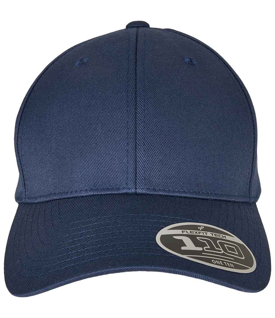 Flexfit 110 Curved Visor Snapback Cap in ONE Navy by Flexfit — Custom branded clothing by Print Press, featuring premium embroidery produced in our specialist print lab in the UK.