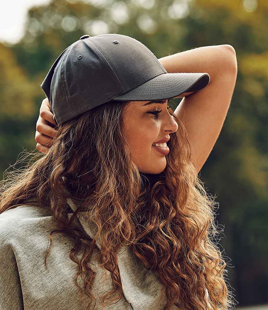 Flexfit Curved Classic Snapback Cap in ONE Charcoal by Flexfit — Custom branded clothing by Print Press, featuring premium embroidery produced in our specialist print lab in the UK.