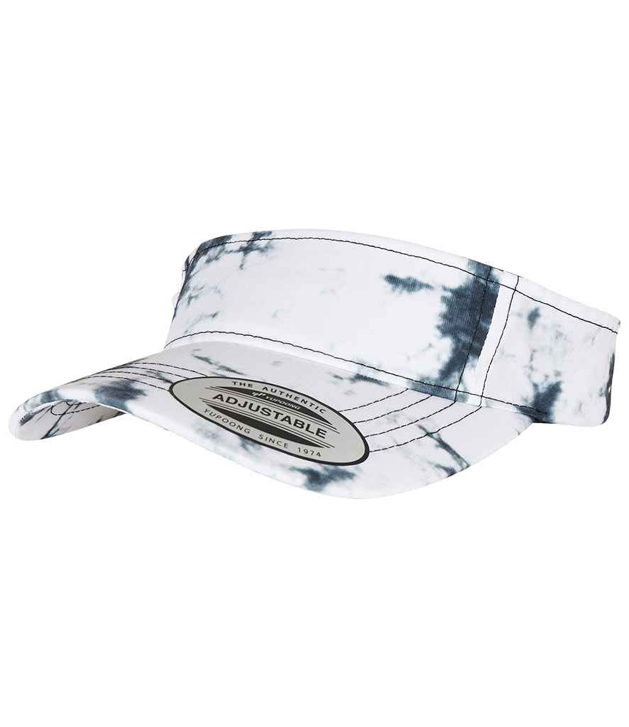 Flexfit Batik Dye Curved Visor in ONE Black White by Flexfit — Custom branded clothing by Print Press, featuring premium embroidery produced in our specialist print lab in the UK.