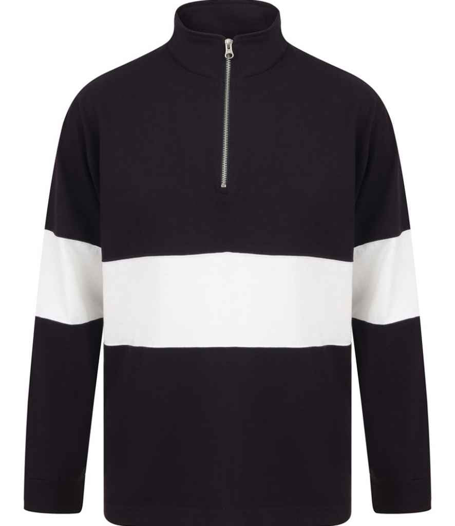 Front Row Panelled Zip Neck Top in by Front Row — Custom branded clothing by Print Press, featuring premium embroidery produced in our specialist print lab in the UK.