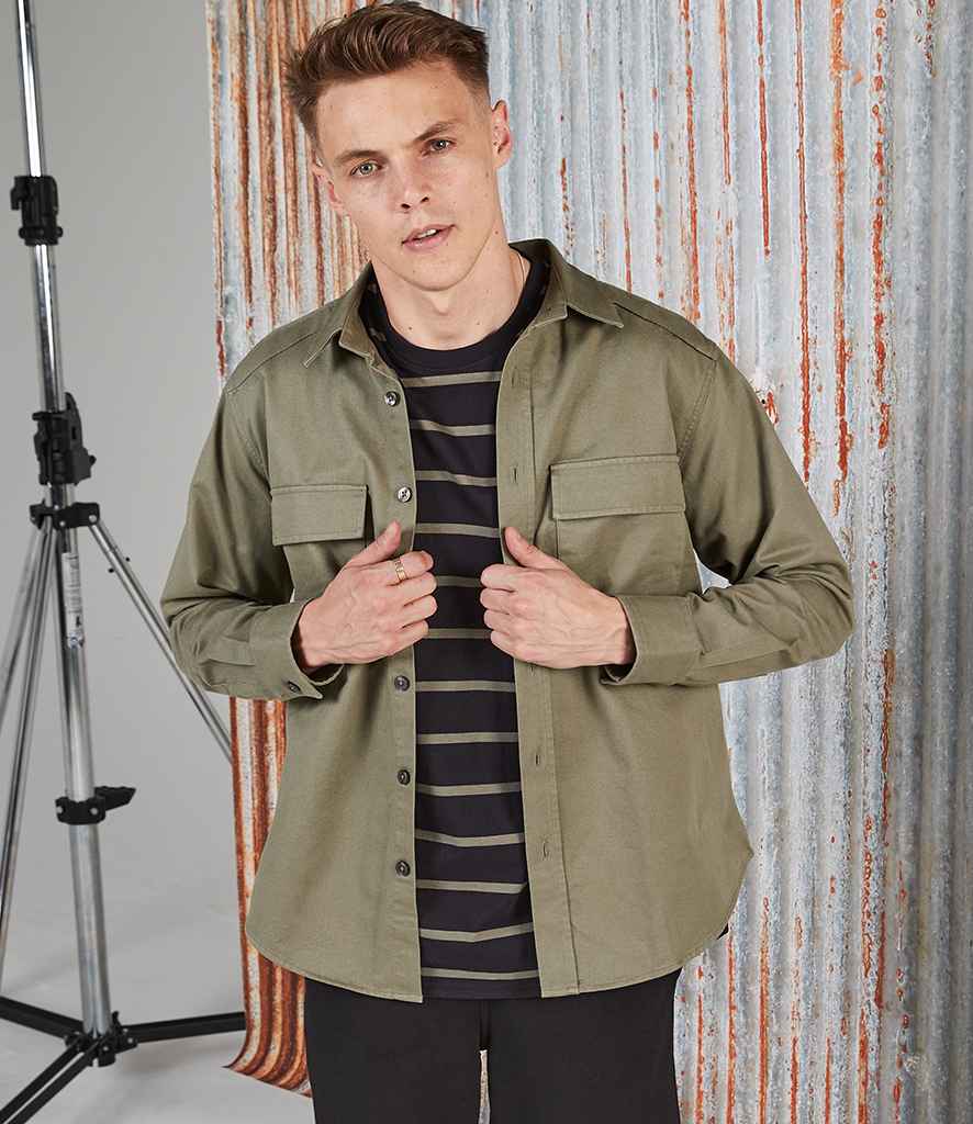 Front Row Drill Overshirt in by Front Row — Custom branded clothing by Print Press, featuring premium embroidery produced in our specialist print lab in the UK.