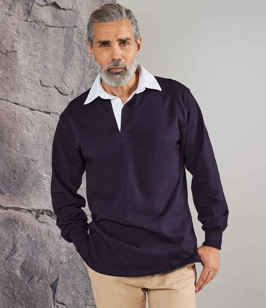 Front Row Classic Rugby Shirt in by Front Row — Custom branded clothing by Print Press, featuring premium embroidery produced in our specialist print lab in the UK.