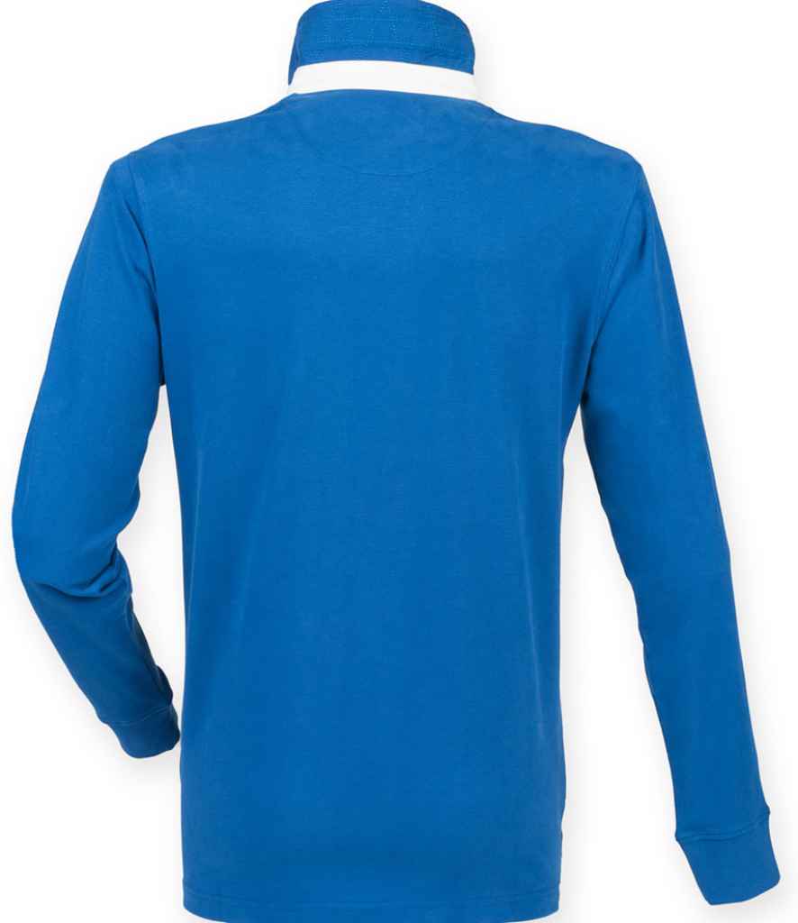 Front Row Premium Superfit Rugby Shirt in by Front Row — Custom branded clothing by Print Press, featuring premium embroidery produced in our specialist print lab in the UK.
