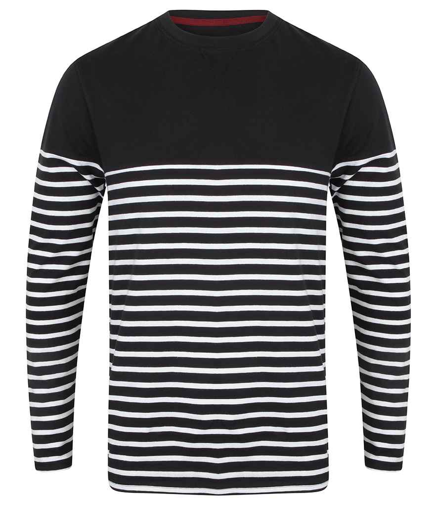 Front Row Unisex Long Sleeve Breton Striped T-Shirt in by Front Row — Custom branded clothing by Print Press, featuring premium embroidery produced in our specialist print lab in the UK.