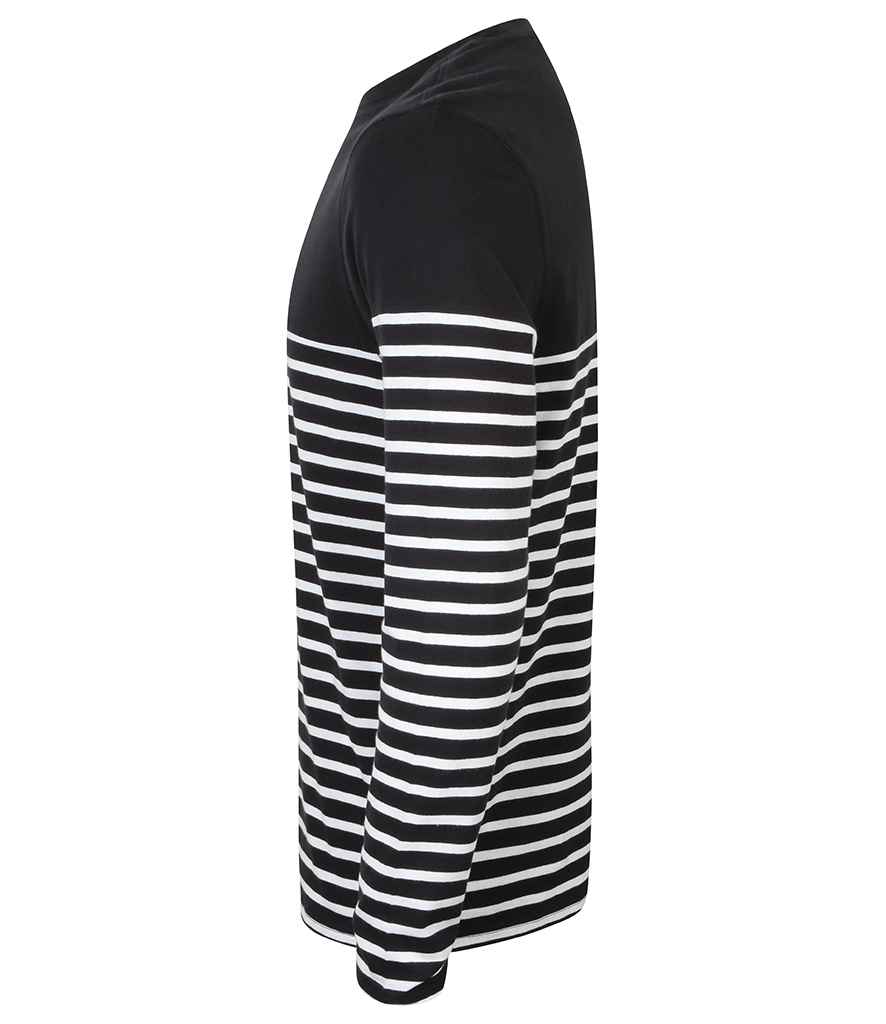 Front Row Unisex Long Sleeve Breton Striped T-Shirt in by Front Row — Custom branded clothing by Print Press, featuring premium embroidery produced in our specialist print lab in the UK.